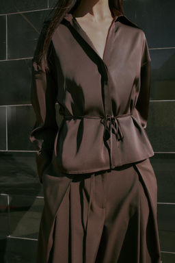 SATIN BLOUSE WITH BELT - Zara фото 3