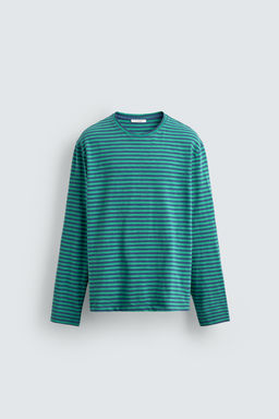 CAMISETA JACQUARD RAYAS / Azul