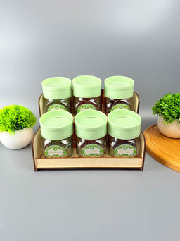 Набор банок 200мл 6шт с крышкой-дозатором поворотным НЕЖНО-МЯТНЫЙ для сып.прод. на дер.под.