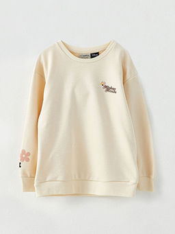 Bisiklet Yaka Mickey Mouse Bask?l? Uzun Kollu K?z ?ocuk Sweatshirt Anne K?z Kombini