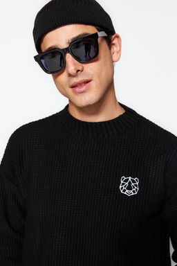 TRENDYOL MAN Indigo Oversize Bisiklet Yaka Dokulu Kazak TMNAW24KZ00032 - Trendyolmilla фото 18