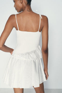 CONTRAST KNIT TOP WITH CUTWORK EMBROIDERY - Zara фото 5