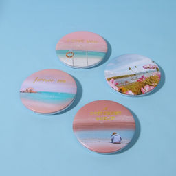 Зеркало складное «Пляж», d=7.5 см, с увеличением, розовое