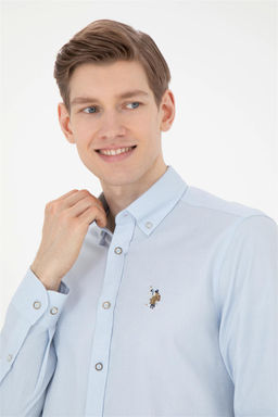 Мужская голубая базовая рубашка с длинным рукавом - U.s. polo assn фото 2