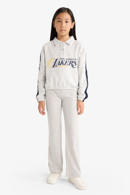 NBA Los Angeles Lakers Relax Fit Polo Yaka Sweatshirt K_z _ocuk - Defacto фото 2