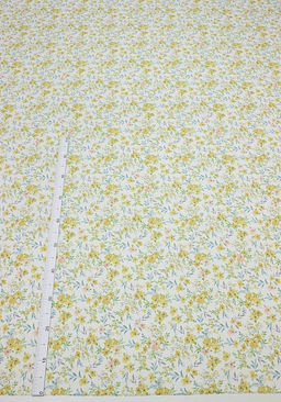 Сатин Лиат - горчичные цветы, (комп), ш.2.35м, хлопок-100%, 110гр/м.кв - Купава фото 2
