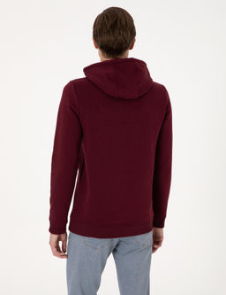 Bordo 2 _plik Regular Fit __i Polarl_ Kap__onlu Basic Sweatshirt