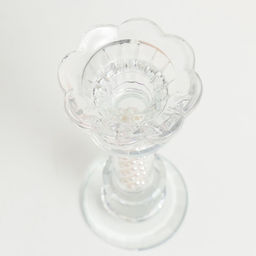 Стеклянный подсвечник на 1 свечу «Чаша на ножке с бусинами», прозрачный, d=2.3 см и 4 см; 7×7×17 см