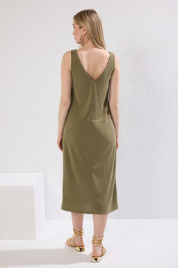 TRENDYOLMILLA Antrasit Ask?l? Havuz Yaka Modal Icerikli Shift/Duz Midi Orme Elbise TWOSS24EL00410  фото 13