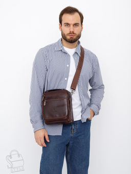 Сумка мужская кожаная 66621M brown Fuzhiniao