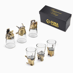 Рюмки для водки "Удачный улов", подарочный набор на 3 персоны, рюмки 50 мл, бронза