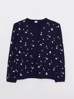 Bisiklet Yaka Bask?l? Uzun Kollu K?z ?ocuk Triko H?rka