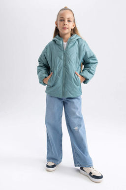 Стеганый пуховик с капюшоном для девочек - Defacto фото 2