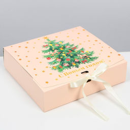 Коробка складная двухсторонняя Новогодняя ёлка, 20 18 5 см, БЕЗ ЛЕНТЫ - Дарите счастье фото 2