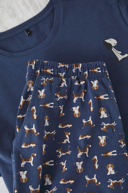 TRENDYOL MAN Indigo Regular Fit Kopek Desenli Orme Sortlu Pijama Tak?m? THMSS21PT0324 - Trendyolmilla фото 16