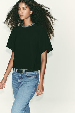 TOP WITH GLITTER NECK - Zara фото 4