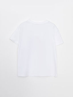 Bisiklet Yaka Bask?l? K?sa Kollu Pamuklu K?z ?ocuk Ti??rt - Waikiki фото 2