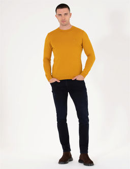 Safran Slim Fit Bisiklet Yaka Y_n Kar___ml_ Basic Triko Kazak - Pierre cardin фото 3