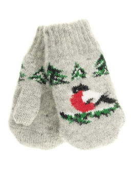 Варежки детские круговые "Снегирь на ёлке" 0307-2