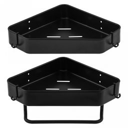 Полка для ванной металлическая "Белла" 32х23х5см, 2 яруса - можно крепить на любой высоте, 4 крючка пластик, перекладина пластик; с перфорацией, настенная, 2 вида установки: сверление - с комплектующими, без сверления - 4 пластины для крепления; окра