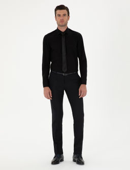 Черная классическая хлопковая рубашка приталенного кроя - Cacharel фото 4