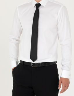 Beyaz Slim Fit Uzun Kollu Basic G_mlek