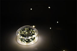 Эл. гирлянда диодная "Роса" 500 ламп 50м (IP-44) 8 режимов, теплый белый свет, тонкий жёсткий провод, на бобине, в коробке