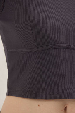 Trendyolmilla Beyaz Biye Detayl? Bisiklet Yaka Crop Fitilli Esnek Orme Bluz TWOAW21BZ0638  фото 3