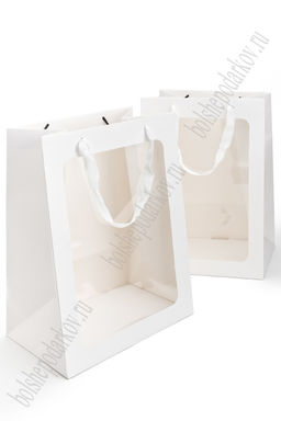 Пакет крафтовый с окошком 25*35*16 см (12 шт) SF-7488, белый