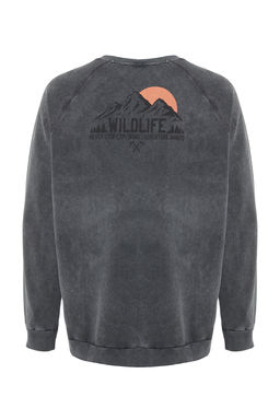 TRENDYOL MAN Antrasit %100 Pamuk Oversize/Genis Kesim Eskitme/Soluk Efektli Sweatshirt TMNAW24SW00060 - Trendyolmilla фото 8