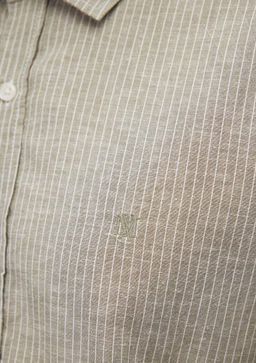 Cizgili Yesil Tencel TM Lyocell Gomlek - Mavi фото 6