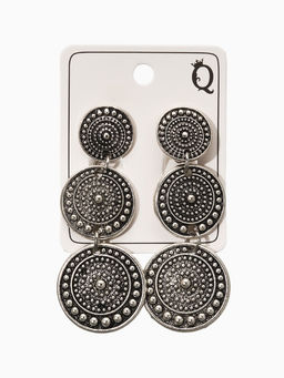 Цена за 2 шт. Клипсы «Три диска», цвет чернёное серебро