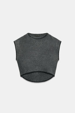 KNIT WAISTCOAT WITH CONTRAST TOPSTITCHING - Zara фото 5