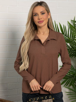 Лонгслив с воротничком Ритм жизни (коричневый) Б15618-6М - Lt collection фото 7