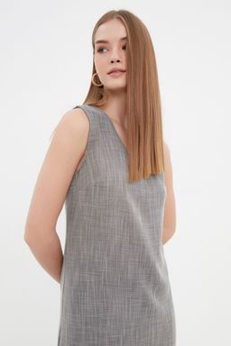 Siyah V Yaka Y?rtmac Detayl? Elbise TWOSS22EL1423 - Trendyolmilla фото 6