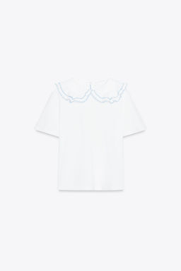 T-SHIRT WITH PETER PAN COLLAR - Zara фото 6