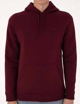 Bordo 2 _plik Regular Fit __i Polarl_ Kap__onlu Basic Sweatshirt