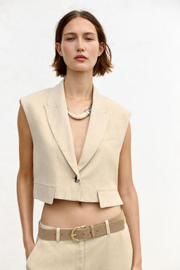 LINEN BLEND SHORT WAISTCOAT - Zara фото 12