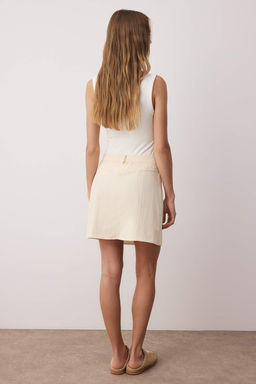 Trendyolmilla Haki %100 Pamuk Gabardin Mini Godeli Klos Etek TWOSS25ET00192 фото 4