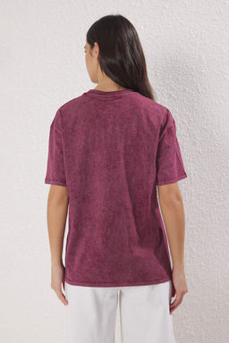 TRENDYOLMILLA Ac?k Sar? Bask?l? Oversize/Genis Kal?p Orme T-shirt TWOSS25TS00103  фото 16