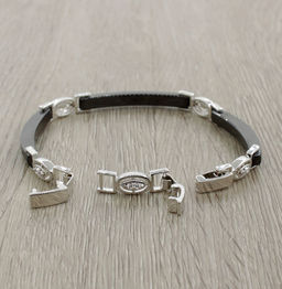 Браслет Лили из черной керамики покрытие светлый металл - Agat77 фото 2