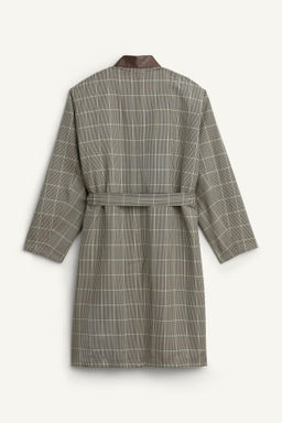 LIMITED EDITION CHECK TRENCH COAT WITH LEATHER DETAIL