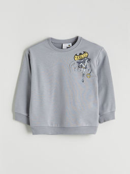 Bisiklet Yaka Batman Bask?l? Erkek ?ocuk Sweatshirt