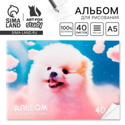 Альбом для рисования 40 листов А5, на скрепке «Пушистик»