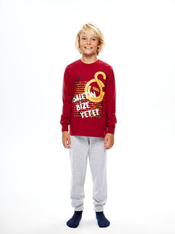 Bisiklet Yaka Galatasaray Bask?l? Uzun Kollu Erkek ?ocuk Pijama Tak?m? - Waikiki фото 4