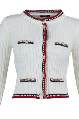 Ekru Crop Renk Bloklu Ceket Gorunumlu Triko H?rka TWOAW23HI00550