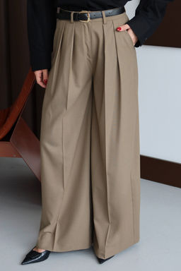 Vizon Kemerli Genis Paca Pantolon TWOAW26PL00135 - Trendyolmilla фото 7