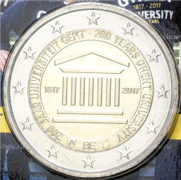 2 евро 2017 года Бельгия 200 лет со дня основания Гентского университета ( в блистере)