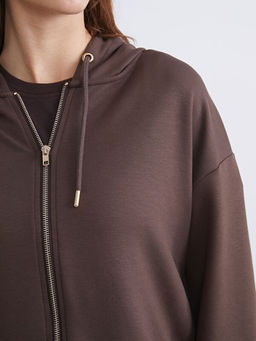 Kap??onlu Kad?n Fermuarl? Sweatshirt
