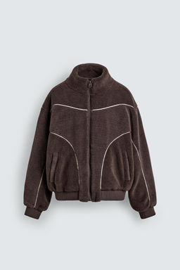 CONTRAST FAUX SHEARLING JACKET - Zara фото 7